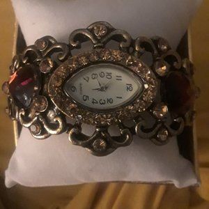 New!Fake dark gold watch with amber stones